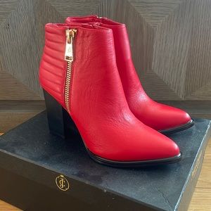 Juicy Couture Tarry Poppy Red Ankle Boot NIB Size 9.5